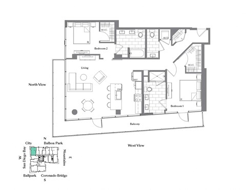 a floor plan of a house with a bedroom and a living room